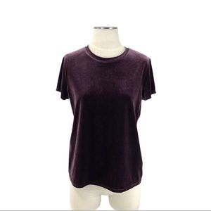 Gap- Wine Short Sleeved Velvet Top Size Small